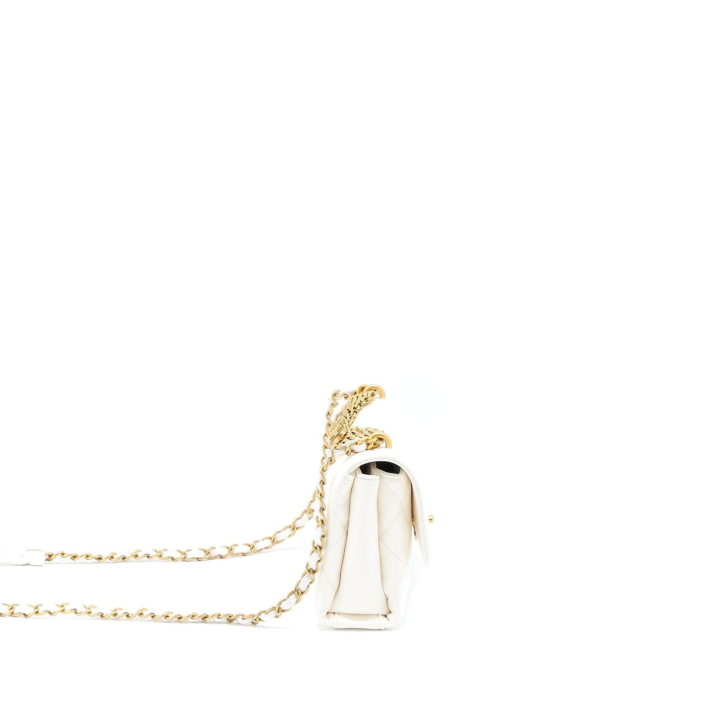Chanel Quilted Flap Bag with Letter Chain Lambskin White GHW (Microchip)