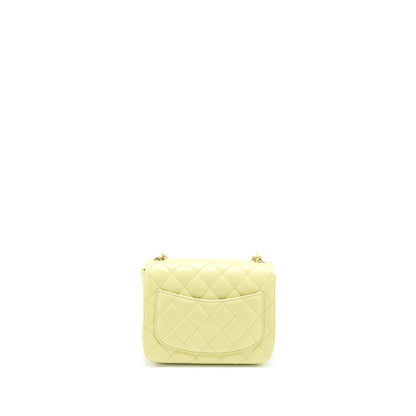 Chanel 23C Mini Square Flap Bag Lambskin Light Green LGHW (Microchip)