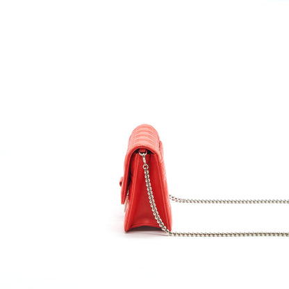 Dior Miss Dior Pouch with Chain Poppy Orange