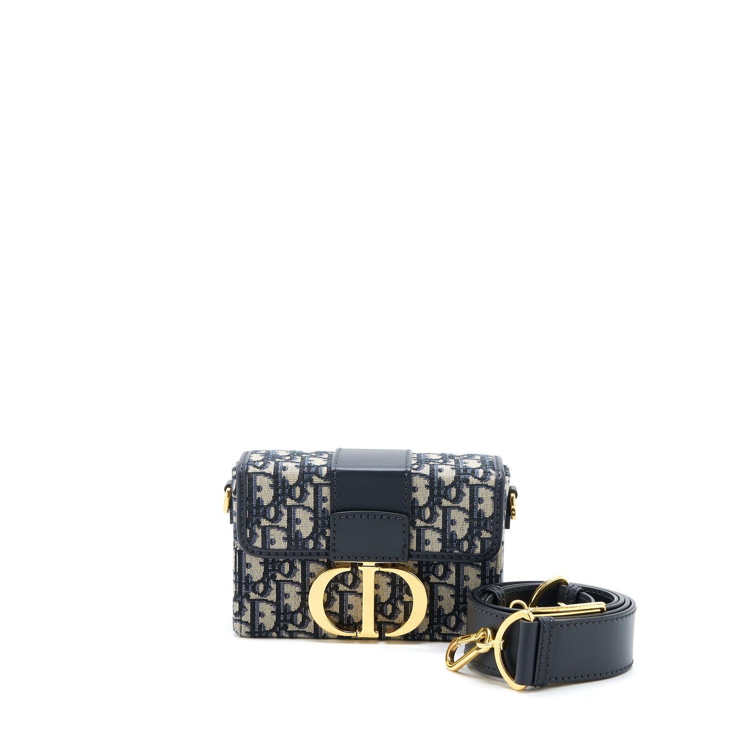 Dior 30 Montaigne Mini Box Purse Blue Oblique