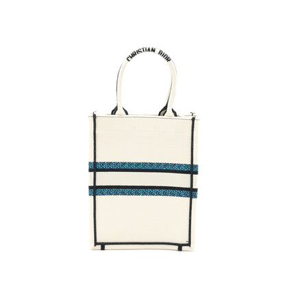 Dior Vertical Book Tote Lucky Star Embroidery White/Multicolour