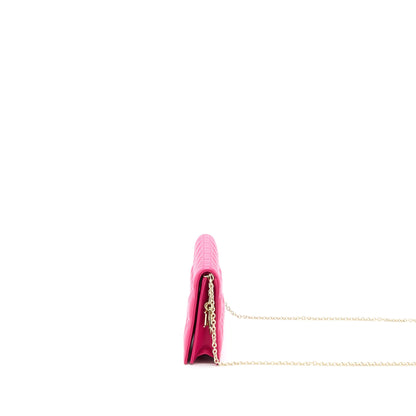 Dior Cannage Quilted Lady Dior Chain Clutch Lambskin Pink