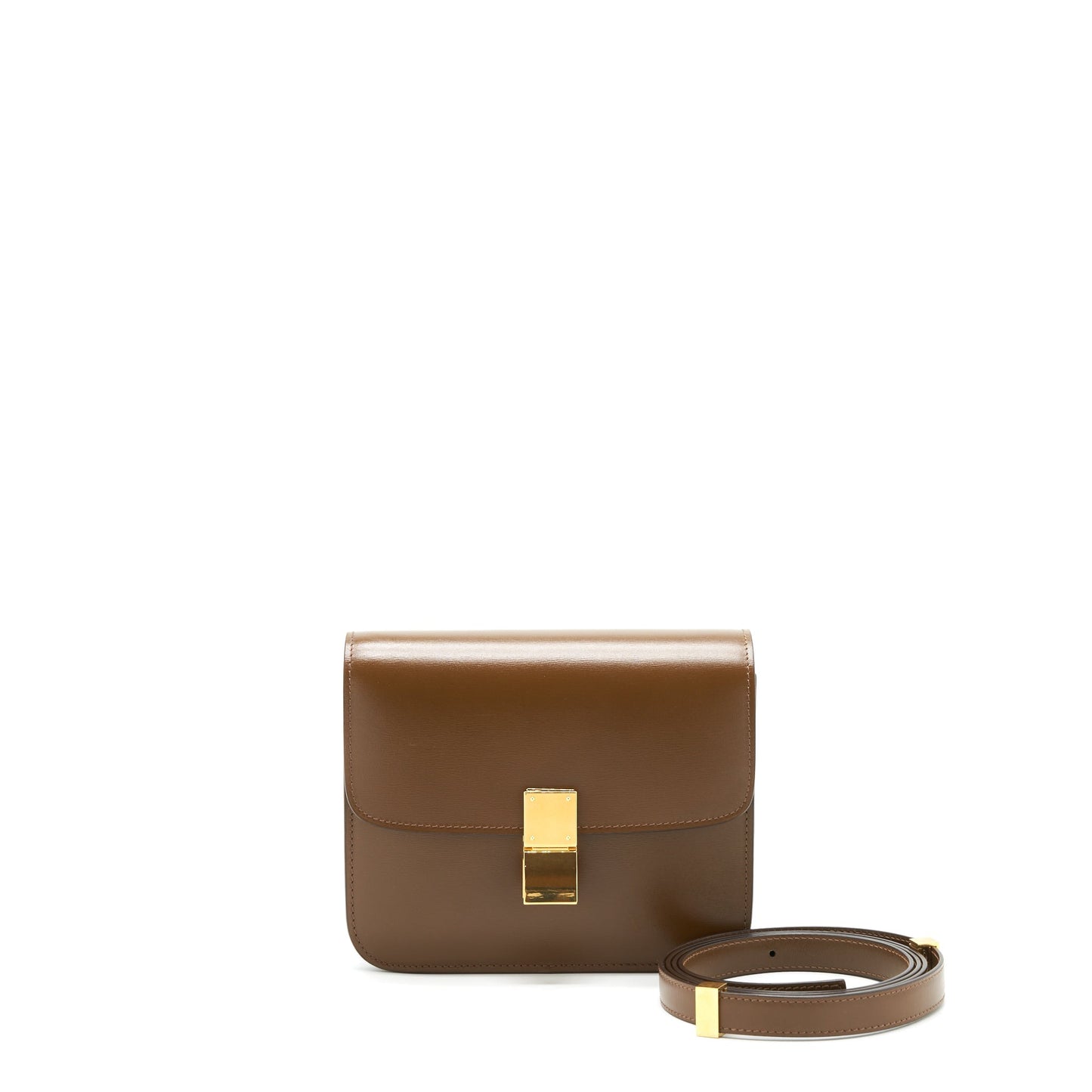 Celine Teen Classic Box Purse Calfskin camel
