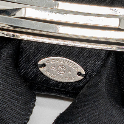 Chanel bow Hair Clip silk Black SHW