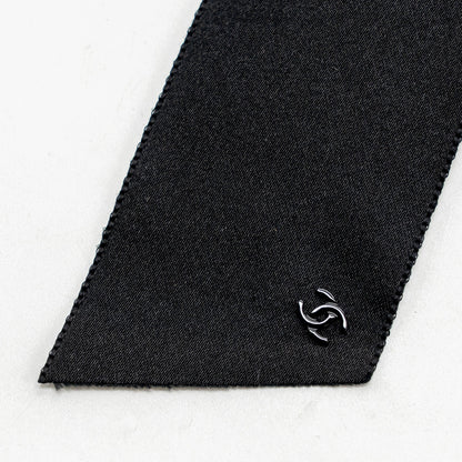 Chanel bow Hair Clip silk Black SHW