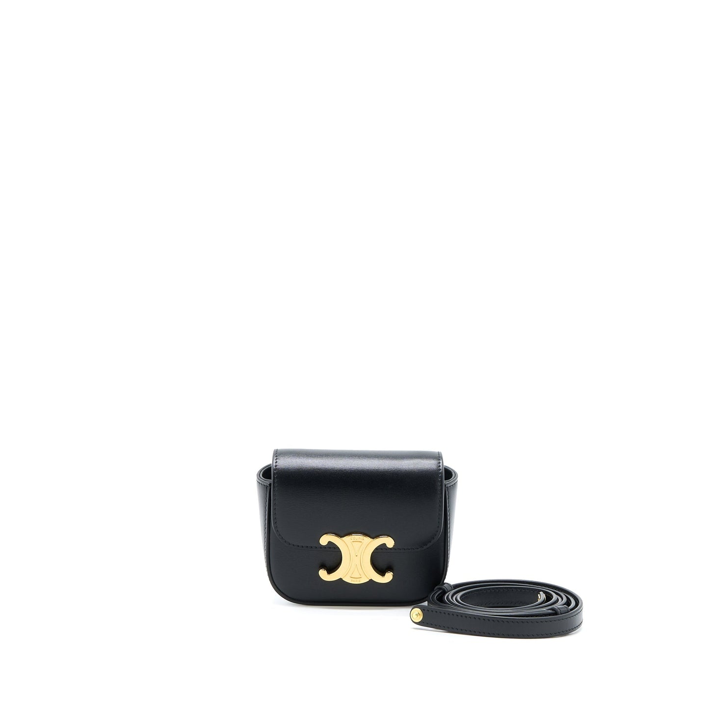 Celine Mini Triomphe in Shiny Calfskin Black