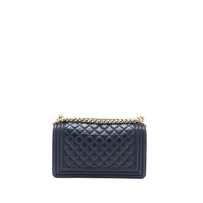Chanel Medium Boy Bag Calfskin Navy LGHW
