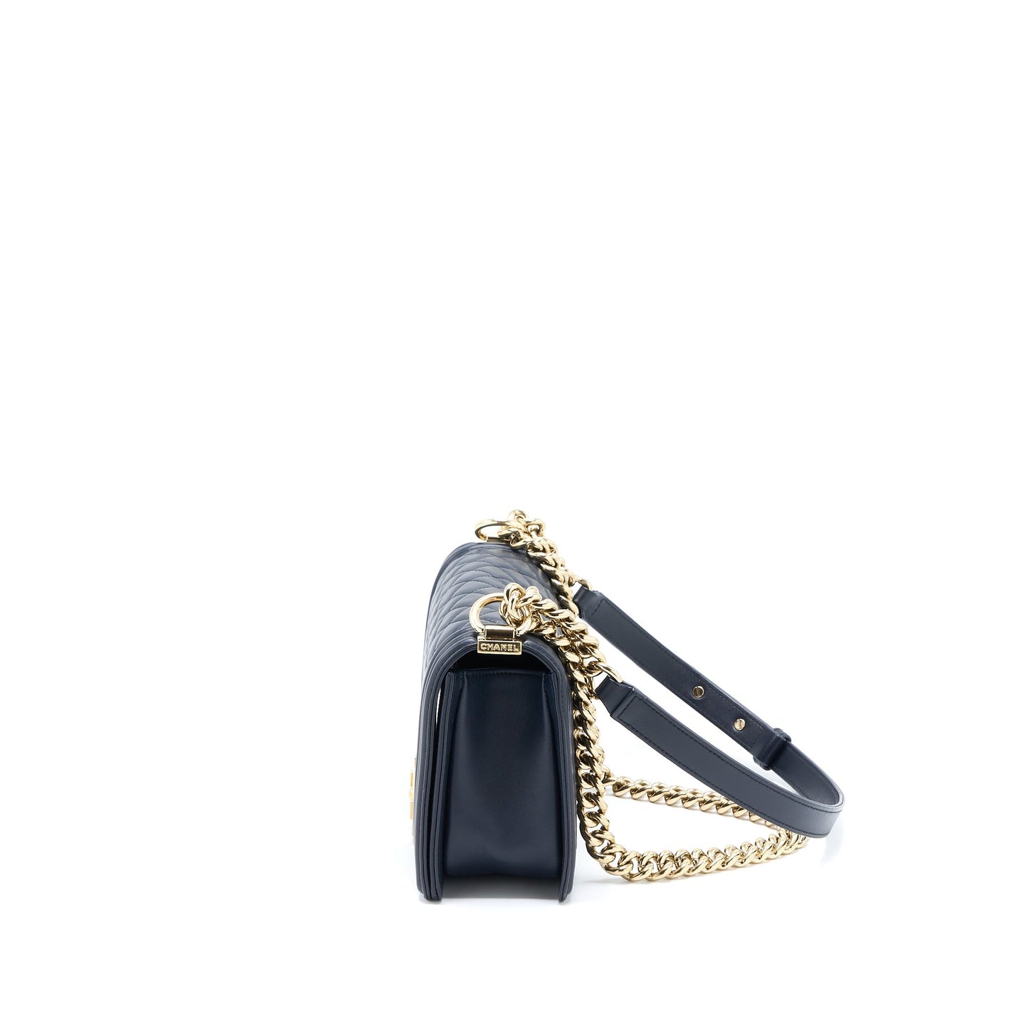 Chanel Medium Boy Bag Calfskin Navy LGHW