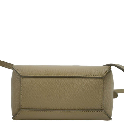 CELINE Nano Belt Grained Leather 2Way Shoulder Bag Taupe
