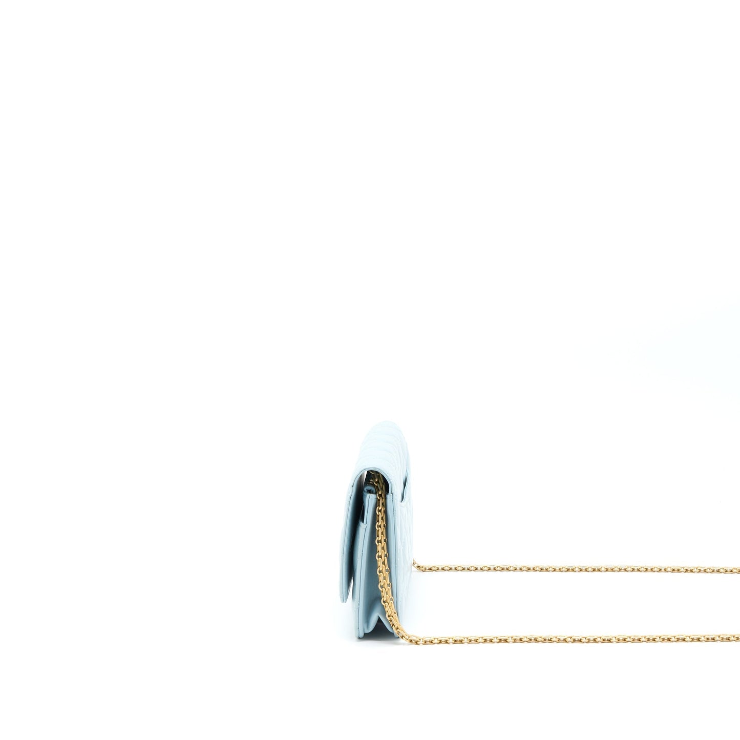 Chanel 2.55 Reissue Wallet On Chain Aged Calfskin Light Blue Brushed GHW (Microchip)