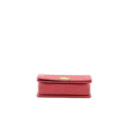 Chanel Medium Boy Bag Grained Calfskin Red Brushed GHW
