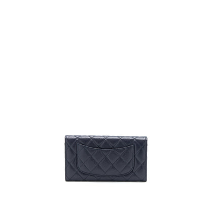 Chanel Classic Flap Long Wallet Caviar Dark Blue LGHW