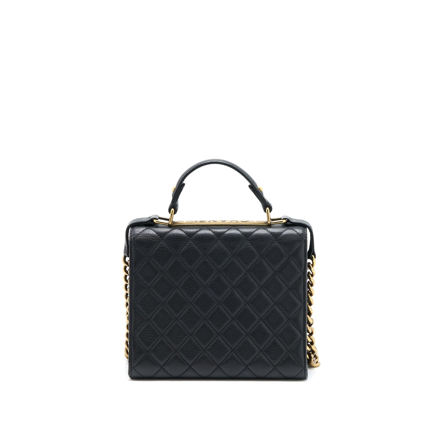 Chanel Rita Top Handle Flap Bag Grained Goatskin Black Brushed GHW