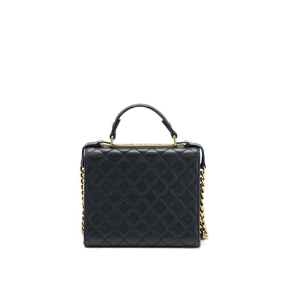 Chanel Rita Top Handle Flap Bag Grained Goatskin Black Brushed GHW