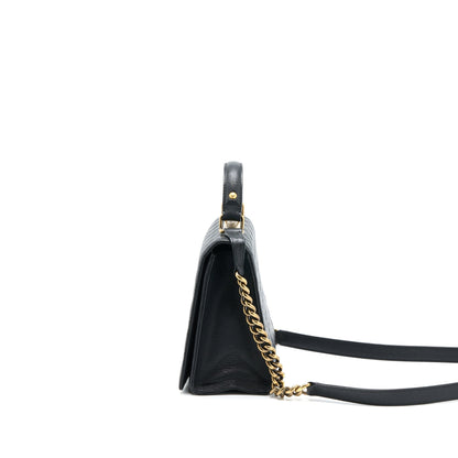Chanel Rita Top Handle Flap Bag Grained Goatskin Black Brushed GHW