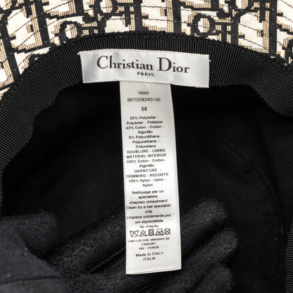 Dior Size 58 Teddy-D Large Brim Hat With Veil Cotton Black