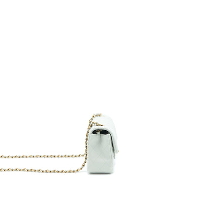 Chanel 23C Mini Rectangular Flap Bag Lambskin Light Grey LGHW (Microchip)