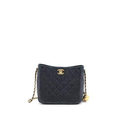 Chanel 23C Pearl Crush Hobo Bag Lambskin Black Brushed GHW (Microchip)