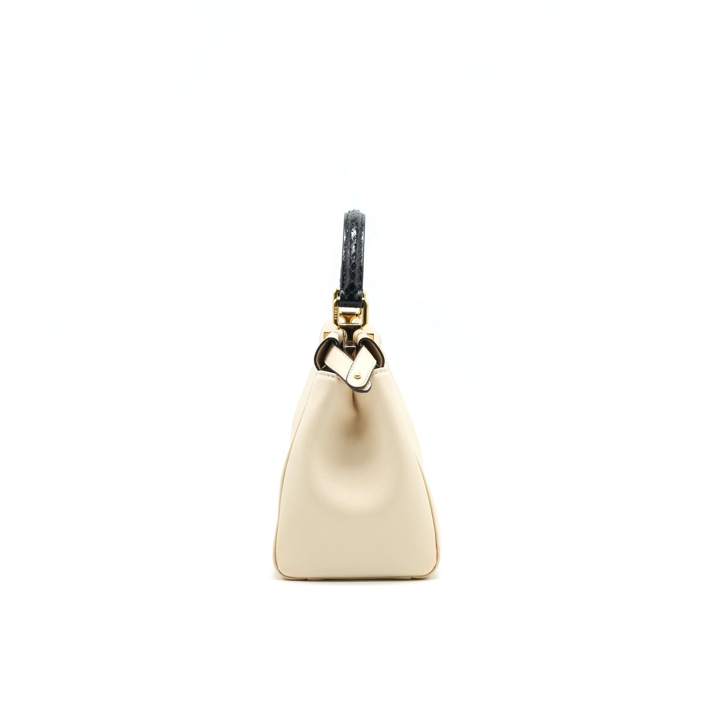 FENDI PEEKABOO MINI HANDLE BAG LAMBSKIN IN CAMELIA/BLACK