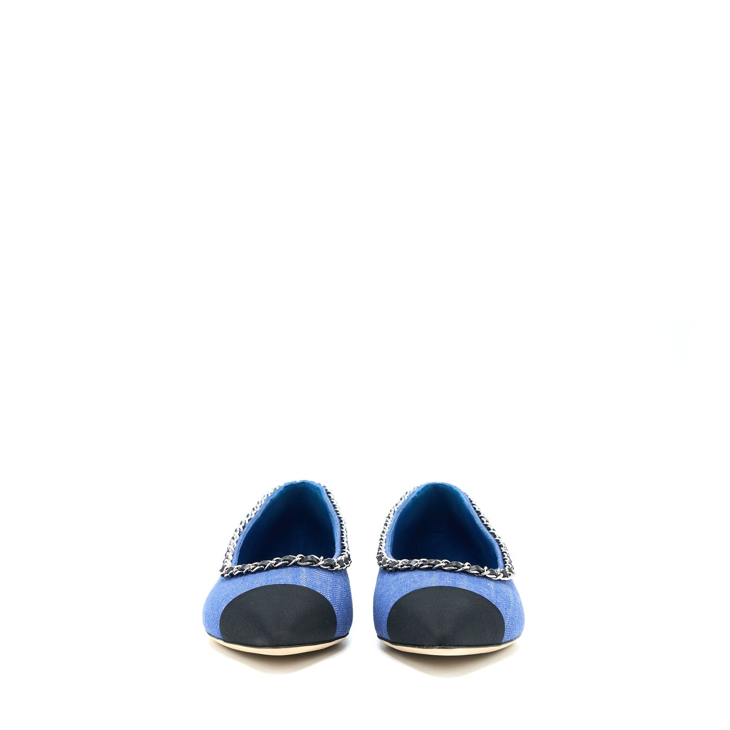 Chanel Size 39 Flat Shoes Denim Blue/Black SHW