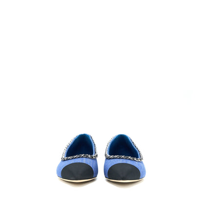 Chanel Size 39 Flat Shoes Denim Blue/Black SHW