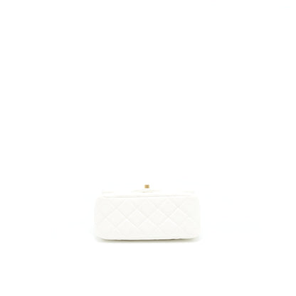 Chanel Pearl Crush Mini Square Flap Bag White GHW
