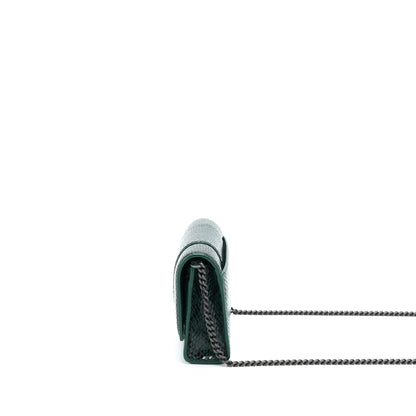 Balenciaga Hourglass Wallet With Chain Python Embossed Calfskin Black/ Dark Green