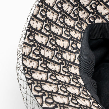 Dior Size 58 Teddy-D Brim Bucket Hat with Veil Black
