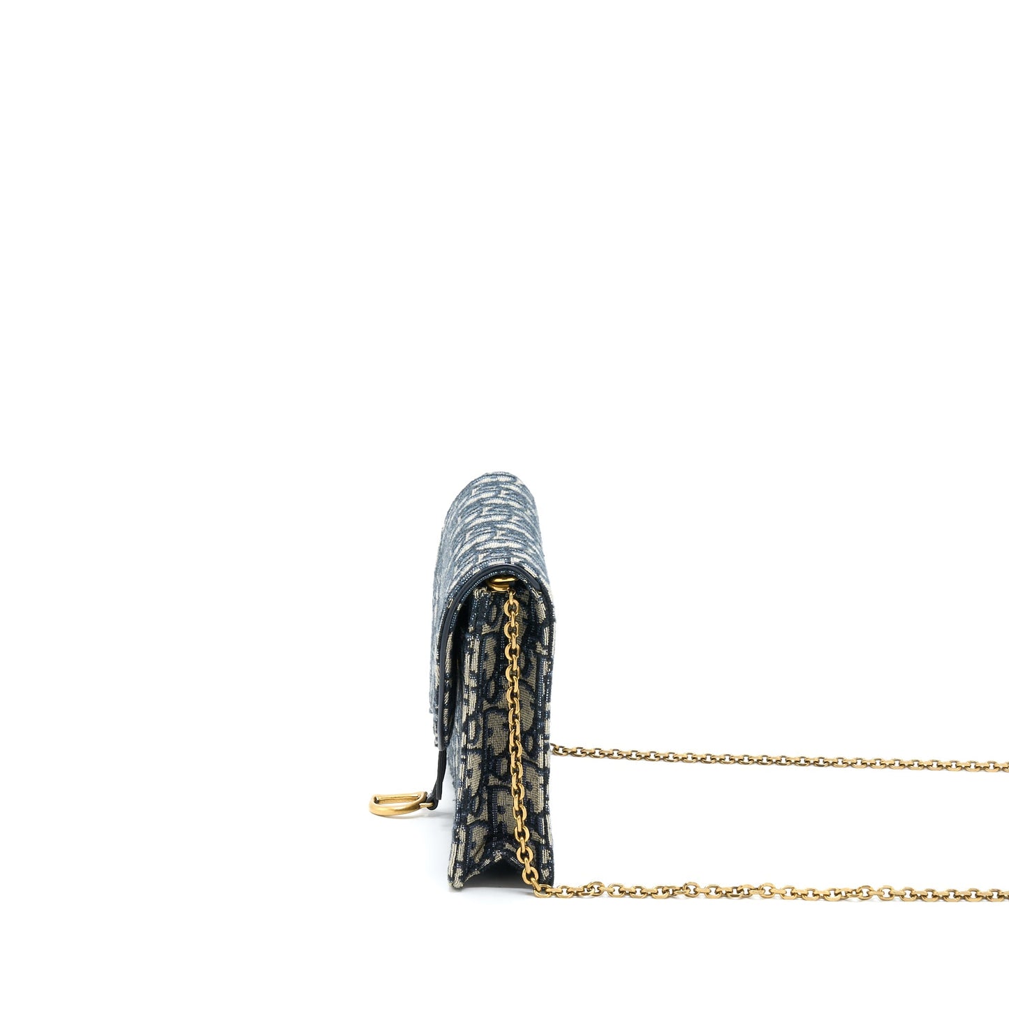Dior Saddle Pouch With Chain Blue Dior Oblique Jacquard