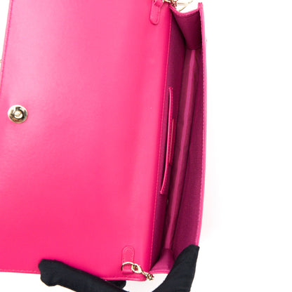 Dior Cannage Quilted Lady Dior Chain Clutch Lambskin Pink