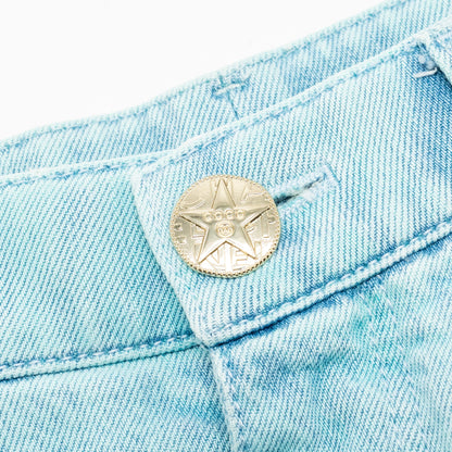 Chanel size 34 back pocket CC logo denim jeans pants light blue