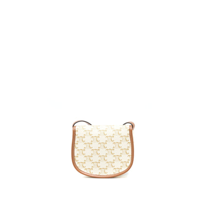 Celine Mini Besace Triomphe Canvas/Calfskin White