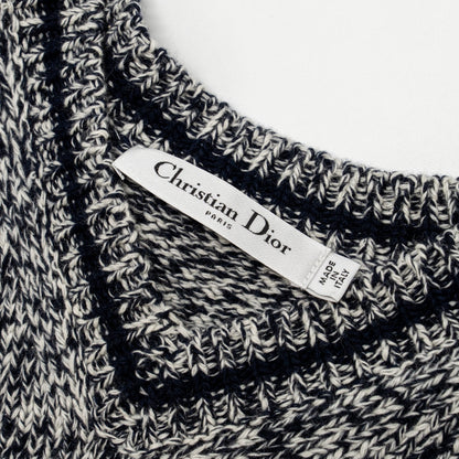 Dior Size 40 V-Neck Sweater Vest Wool/Cashmere Navy/White