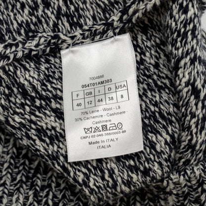 Dior Size 40 V-Neck Sweater Vest Wool/Cashmere Navy/White
