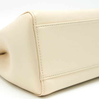 FENDI PEEKABOO MINI HANDLE BAG LAMBSKIN IN CAMELIA/BLACK