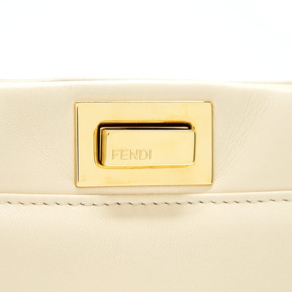 FENDI PEEKABOO MINI HANDLE BAG LAMBSKIN IN CAMELIA/BLACK