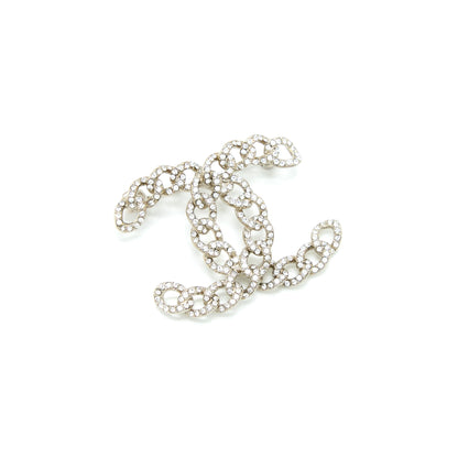 Chanel Twisted CC Crystal Logo Brooch SHW