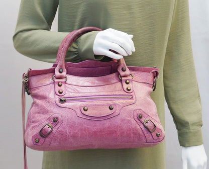 BALENCIAGA Arena Leather Giant Mini City Satchel Bag