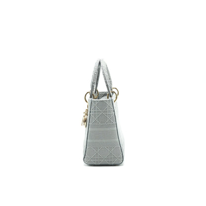 Christian Dior Cannage Canvas Medium Lady Dior Grey