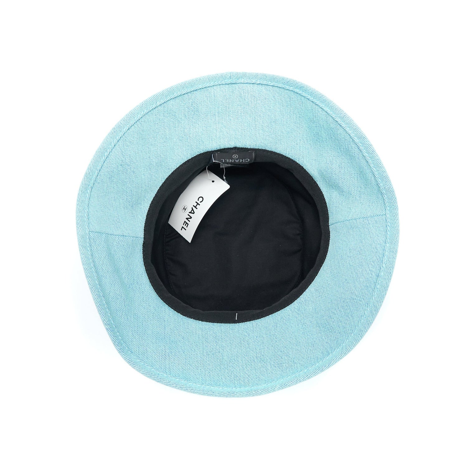 Chanel Size M Cloche Hat Denim Light Blue/Orange