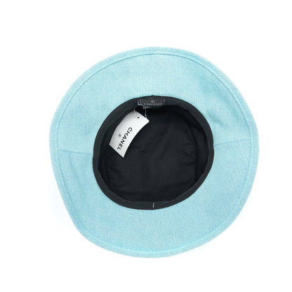 Chanel Size M Cloche Hat Denim Light Blue/Orange