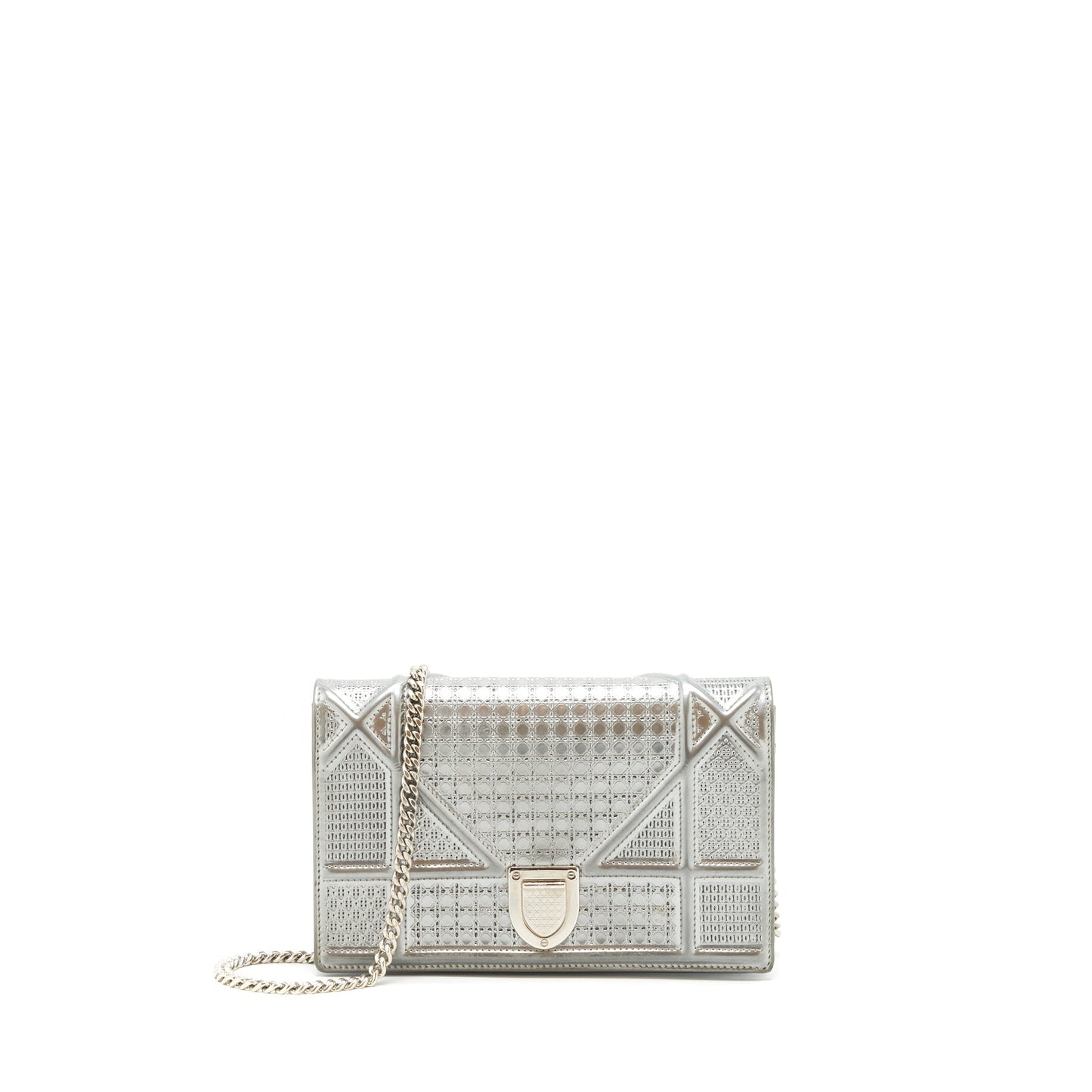 Dior Diorama Wallet on Chain Metallic Silver
