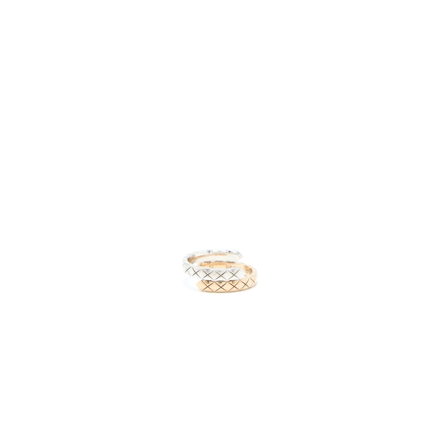 Chanel Size 52 Coco Crush Toilet Moi Ring, Small Version 18K White Gold/Beige Gold Diamonds