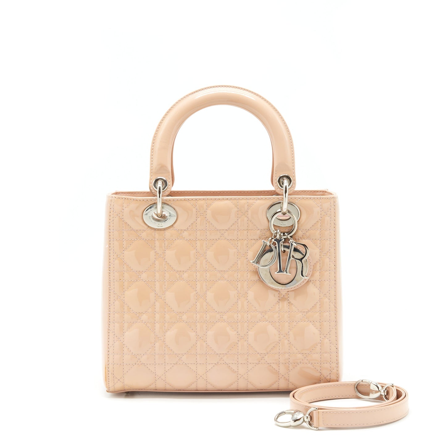 Dior Medium Lady Dior Purse Patent Light Pink