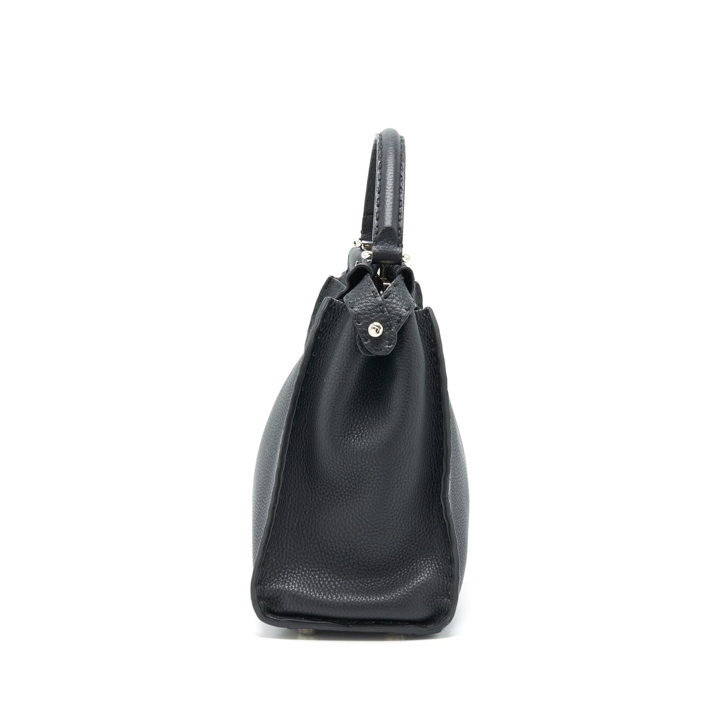 Fendi Peekaboo Tote Purse Grained Calfskin Black