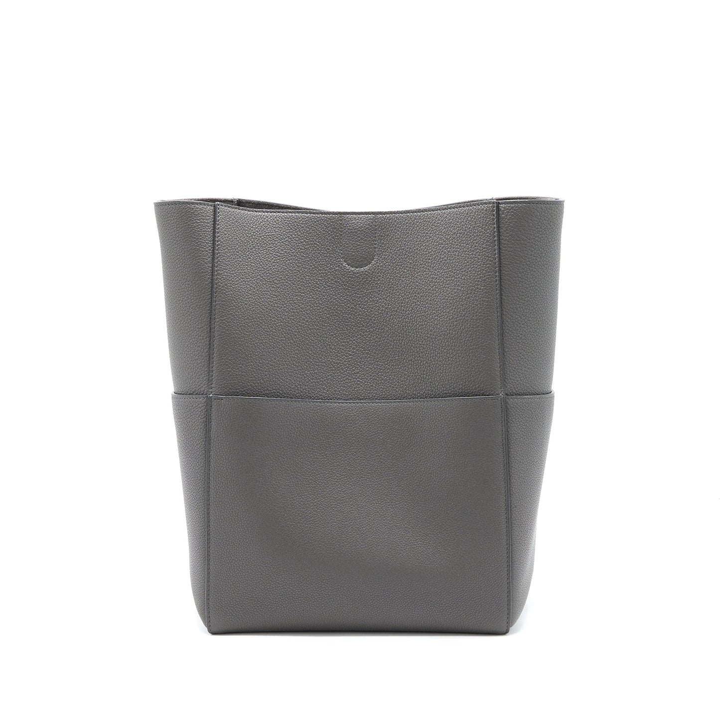 Celine Sangle Bucket Purse Grained Calfskin Grey