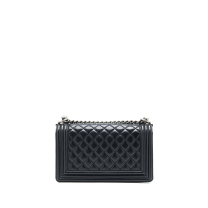 Chanel Medium Boy Bag Lambskin Black Ruthenium SHW