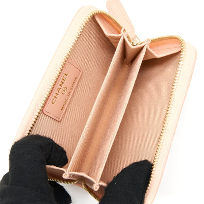 Chanel Zip Card Holder Lambskin Light Pink LGHW
