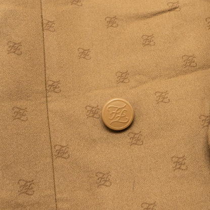 Fendi size 36 karligraphy motif double-breasted blazer laine wool brown