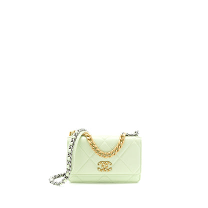 Chanel 19 Wallet on Chain Lambskin Light Green Multicolour Hardware (Microchip)